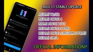 MIUI 11 UPDATE REDMI NOTE 4 | REDMI NOTE 5 / 5 PRO | REDMI NOTE 7 / 7S, REDMI Y2 | REDMI 5A, REDMI 4