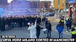 CURVA NORD MILANO CORTEO IN MANCHESTER || Manchester city vs Inter Milan 18/9/2024