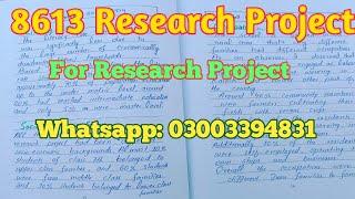 8613 Research Project|| AIOU B.ed Research solved