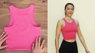 Racerback Sporty Tank Top DIY | Crop Top Sewing tutorial | Free sewing pattern