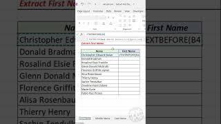 Extract First Name using TEXTBEFORE function in Excel