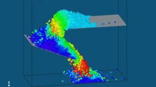 Movement of multisphere particles on the conveyor belt