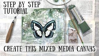 Step by step tutorial Mixed Media Canvas | Beginner level | Break a blank page  Shanouki Art 