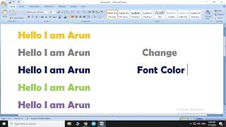 Change Font Color In Ms Word | Change Text Color In Ms Word | How To Change Text Colour In Ms Word