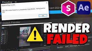 How To Fix Sapphire Plugin Crashing Render! (After Effects/Media Encoder)