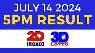 5pm Lotto Result Today July 14 2024 | PCSO Swertres Ez2