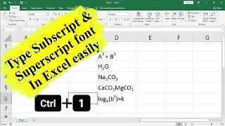 how to type superscript and subscript font in excel 365