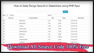 How to Date Range Search in Datatables using PHP Ajax | Filter date range | Data filter