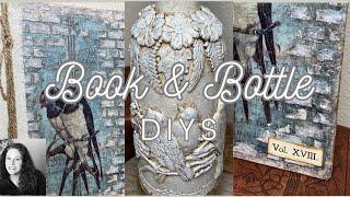 How To Upcycle Books & Bottles For Spring! Bird Home Decor ~ IOD ~ Redesign ~ Tim Holtz ~ Decoupage