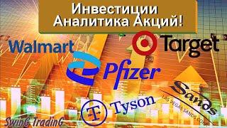 Инвестиции. Аналитика акции Walmart, акции Target, акции Pfizer, акции Tyson Foods