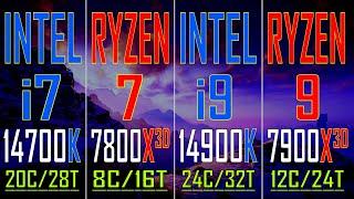 INTEL i7 14700K  vs RYZEN 7 7800X3D vs INTEL i9 14900K vs RYZEN 9 7900X3D || PC GAMES TEST ||