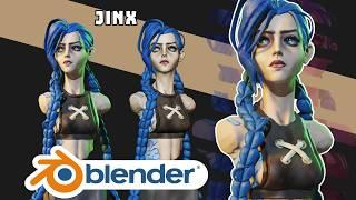 How I sculpted JINX in blender - 3D Sculpting in blender