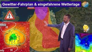 Gewitter- & Unwetterfahrplan bis Sonntag. Großwetterlage des Juli-Sommers in der Nordhemisphäre.