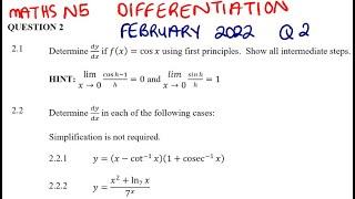MATHEMATICS N5 DIFFERENTIATION FEBRUARY 2022 QUESTION 2 @mathszoneafricanmotives