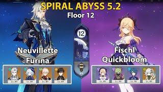 C0 Neuvillette Furina and C6 Fischl Hyperbloom | Spiral Abyss 5.2 | Genshin Impact