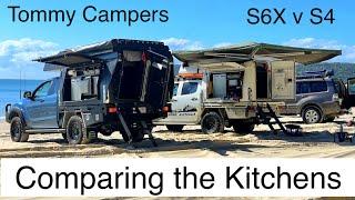 Tommy Camper, Comparing the Kitchens. S6X v S4. Awesome slide on campers. Overlanding Australia.