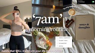 7AM productive morning routine  end of year & "that girl" habits, working out, wellness + health