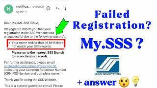 Failed registration of My.SSS? "Name and/or date of birth does not match?" || SSS