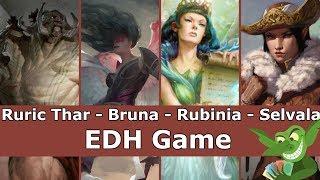 Ruric Thar vs Bruna vs Rubinia vs Selvala EDH / CMDR game play for Magic: The Gathering