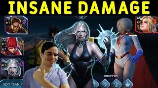 Using My New Favorite Team To Abuse Power Girl Mechanics Injustice 2 Mobile