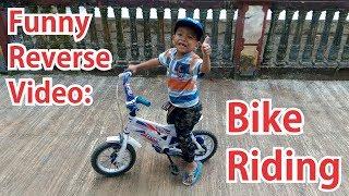 Funny Reverse Video: My Little Boy Riding a Bicycle in Reverse