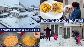 Snow Storm Day Routine | How We Spent Heavy Snow Days in UK? Veg Fried Rice & Aloo Shaljam Curry