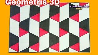 Belajar Menggambar Ragam Hias Geometris Kubus 3D