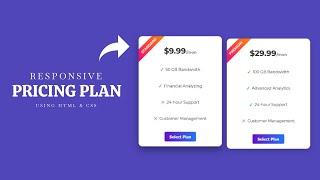 Responsive Pricing Plan with Ribbon Using HTML & CSS