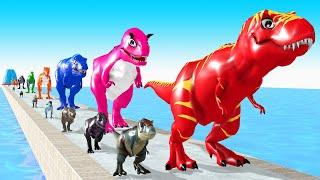 Paint Animals Dinosaur T-Rex Herbivores and Carnivores Dinosaurs Fountain Crossing Animal Cartoon