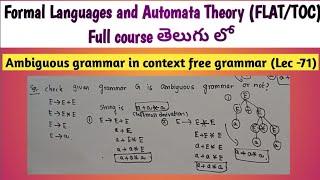 ambiguous grammar in context free grammar | check whether given CFG is ambiguous or not