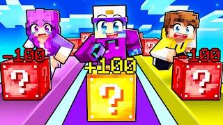 Cheating With +100 LUCK BLOCKS in a LUCKY BLOCK RACE in Minecraft!