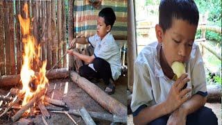 Survival skills of an orphan boy waiting at home for his mother to come home alone.