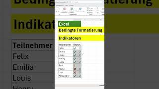 Excel Haken  mit bedingter Formatierung einfügen als Indikatoren Kreuz Ausrufezeichen und Haken