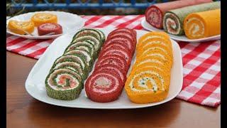 3 Rolls - appetizer for festive days (carrot roll, beet roll and spinach roll)