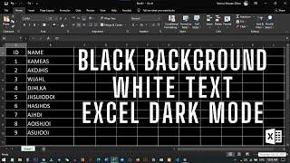 How to Turn Microsoft Excel Black Background White Text 
