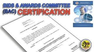 Bids & Awards Committee (BAC) CERTIFICATION | BARANGAY ACCOUNTING