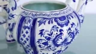 SOLD! DELFT BLUE BOCH ANTIQUE TEAPOT Stunning SET UNDAMAGED! Dutch Holland Netherlands