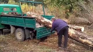 Самодельный МЕГАподъемник или погрузка 4-х метрового бревна в одиночку