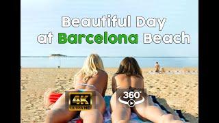  Sunny and Warm at BARCELONA Beach in Spain with Chill Music #VR #4K #video360