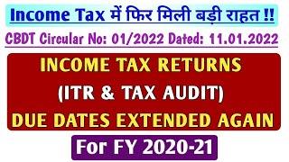 Finally !! ITR Filing & Tax Audit Reports Due dates Extended Again for FY 2020-21 (AY 2021-22)