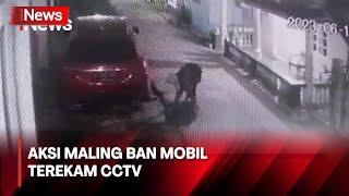 Aksi Maling Ban Mobil di Medan Terekam CCTV