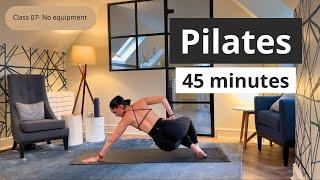 45 MIN FULL BODY PILATES WORKOUT || Intermediate Level || Class 07 - No equipment Mat Pilates