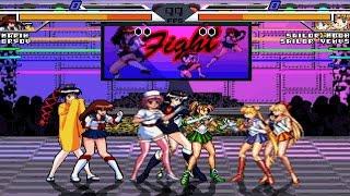 Pretty Fighter X vs Sailor Moon (AK1 BLUE VS RED) 4v4 MUGEN Battle #2 Series!!!