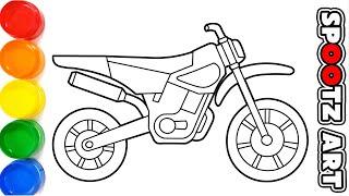 Cara menggambar motor tril - How to Draw a Supermoto