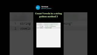 Count Vowels in a String in Python method 3  #newtum #pythonlanguage #coding  #programminglanguage