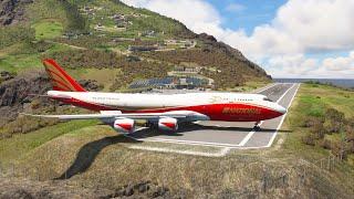 Very Rare! The Giant Boeing 747 National Air Cargo Takeoff From A Short Runway