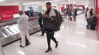 EJ Johnson's Long Legs Turns Heads At LAX