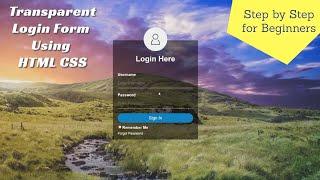 Login Form HTML CSS | How to Create Transparent Login Form in HTML and CSS