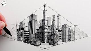 Master Two-Point Perspective: Draw an Entire City Block: Narrated Drawing Tutorial