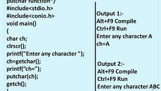 Character Input and Output Functions in C Language. getchar( ) function and putchar( ) function.